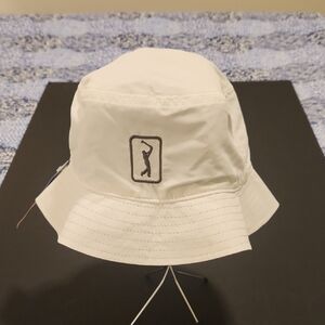 White Bucket Hat with Embroidered Logo